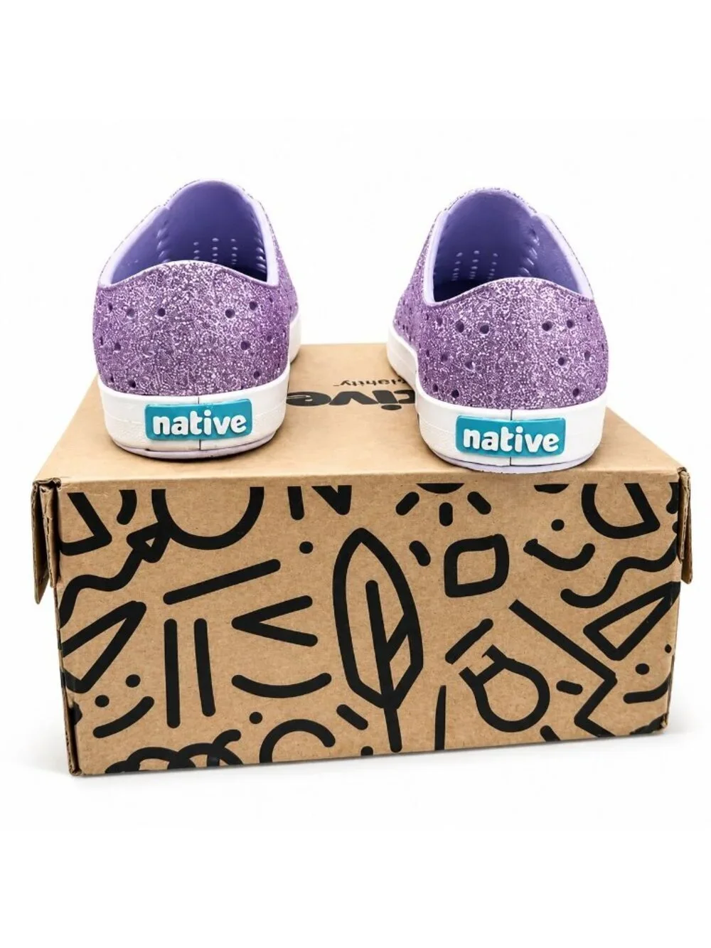 Native Shoes Jefferson Bling Glitter Kids Slip-On Shoes Powder Bling J3 EVA
